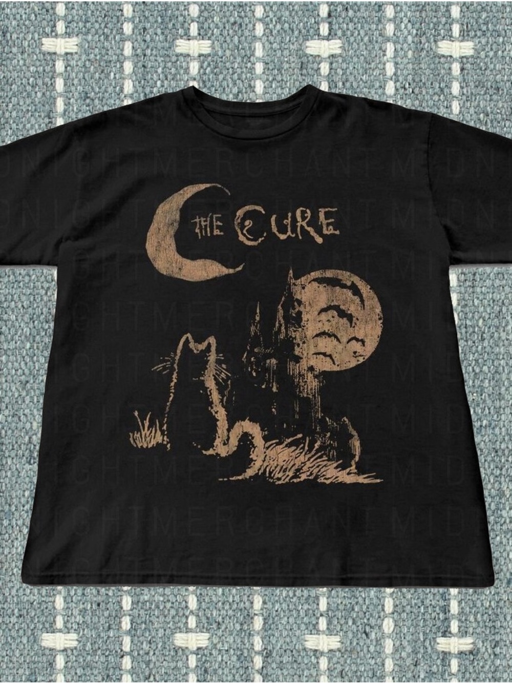 Gildan Black T-Shirt with Brown The Cure Moon & Fox Graphic